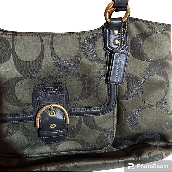 Beautiful COACH F1382-F26248 Campbell Signature Green Bag! - Picture 12 of 17